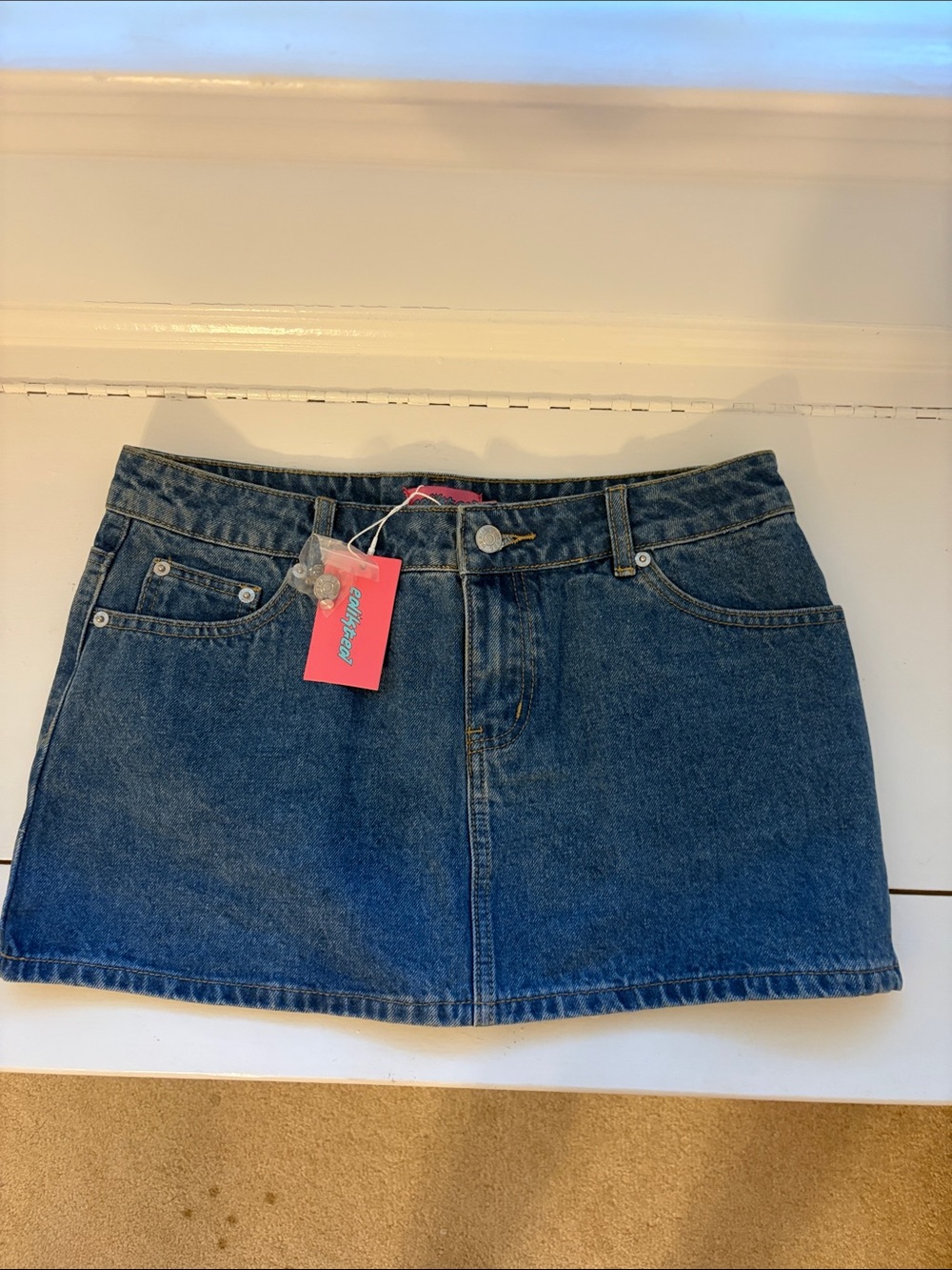 Edikted Denim Mini Skirt - Blue